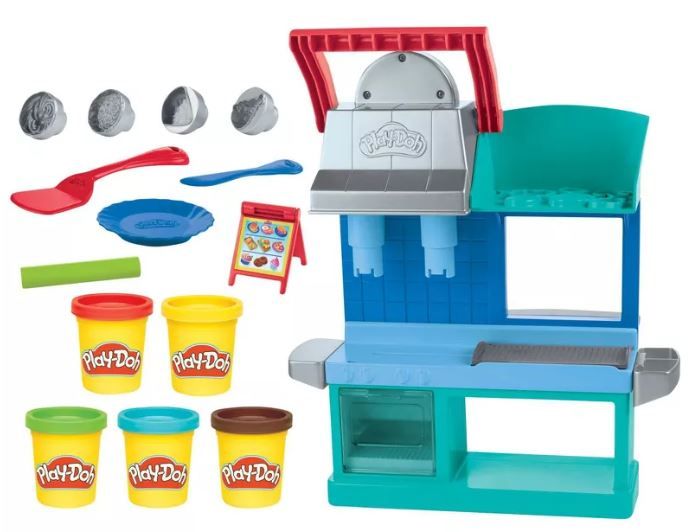 Busy Chef’s restaurant playset with blue dispenser, red spatula, sculpting tools