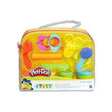 9-piece Play-Doh starter set: clear case with 4 dough cans and accessories