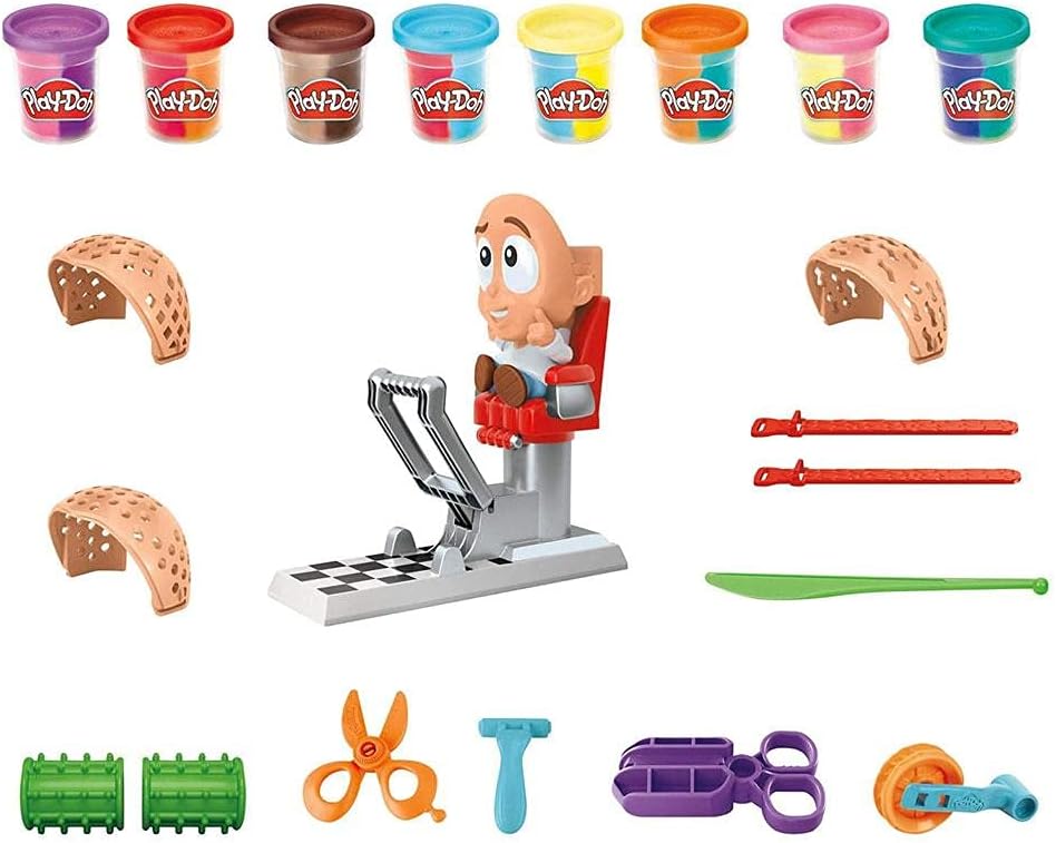 Play-Doh Crazy Cuts stylist set with colored compound tubs and accessory tools