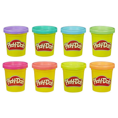 Play-Doh dough set of 8 tubs with yellow bases and colorful lids