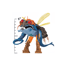 Figurine articulée Mega Mutant avec ailes jaunes, tête orange et corps bleu