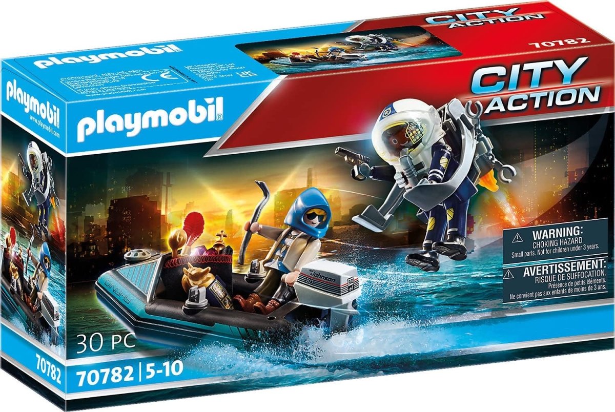 Ci Action Police Jet Pack With Boat - Playmobil - The Toy Store