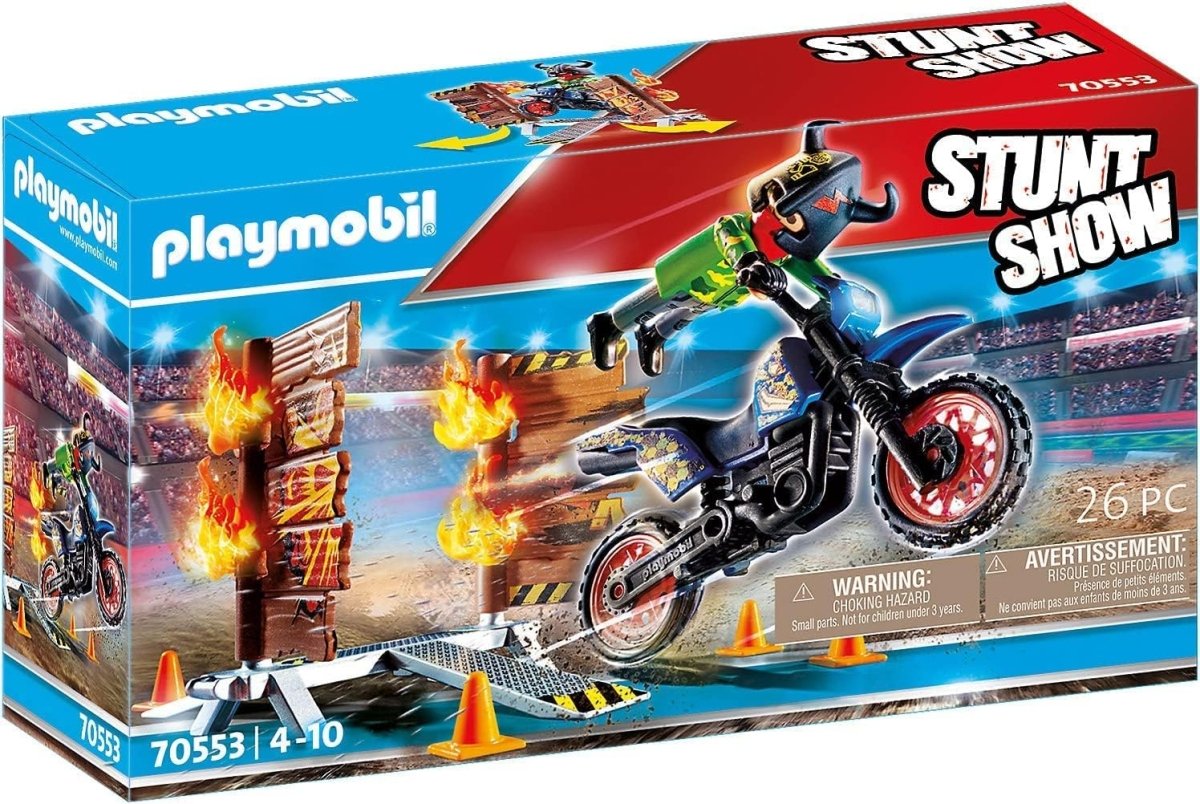 Stunt Show Motocross With Fiery Wall - Playmobil - The Toy Store