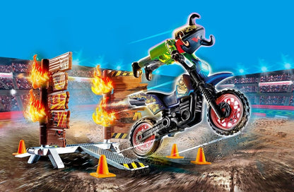 Stunt Show Motocross With Fiery Wall - Playmobil - The Toy Store