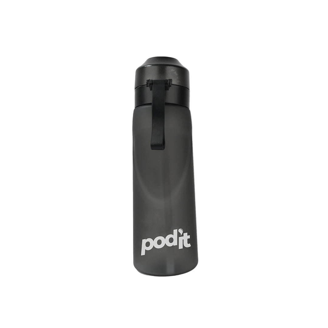 Black 650 ml insulated tumbler-style bottle with flip-top lid and carry loop