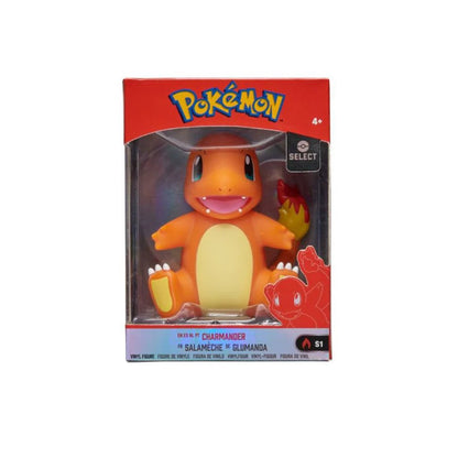 Vinyl figure pack Charmander in retail box, orange lizard with cream belly and raised hand.