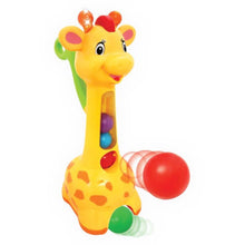 Giraffe pick-and-pop push toy with colorful ball pop pieces