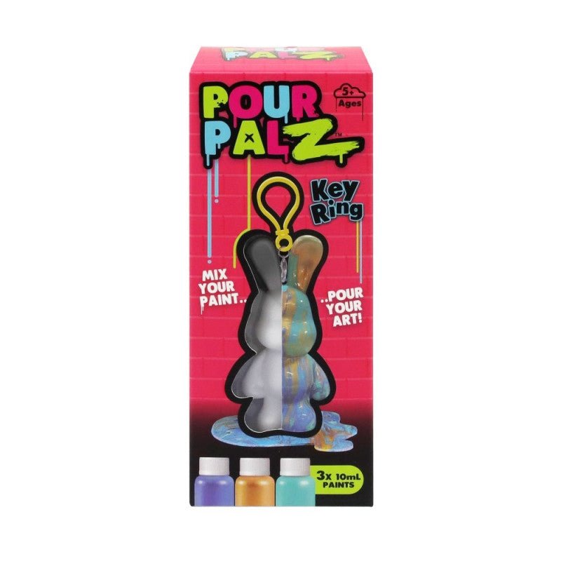 Mini Bunny keychain set in retail box with 3 small paint bottles