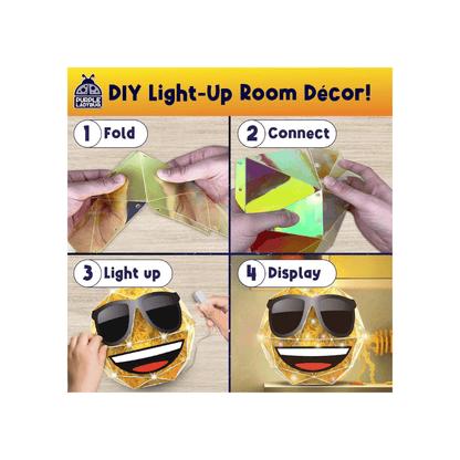 Light-up 3D emoji puzzle craft kit parts with folding and connecting steps