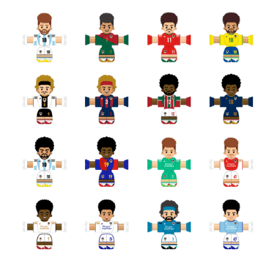 Finger football player figures in different team uniforms, small playset assortment