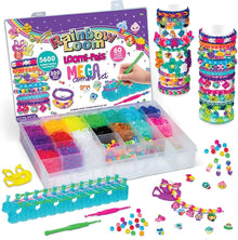 Loomi-Pals Mega Combo set: rainbow loom, multicolor bands, charms, bead tray
