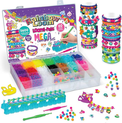 Loomi-Pals Mega Combo set: rainbow loom, multicolor bands, charms, bead tray