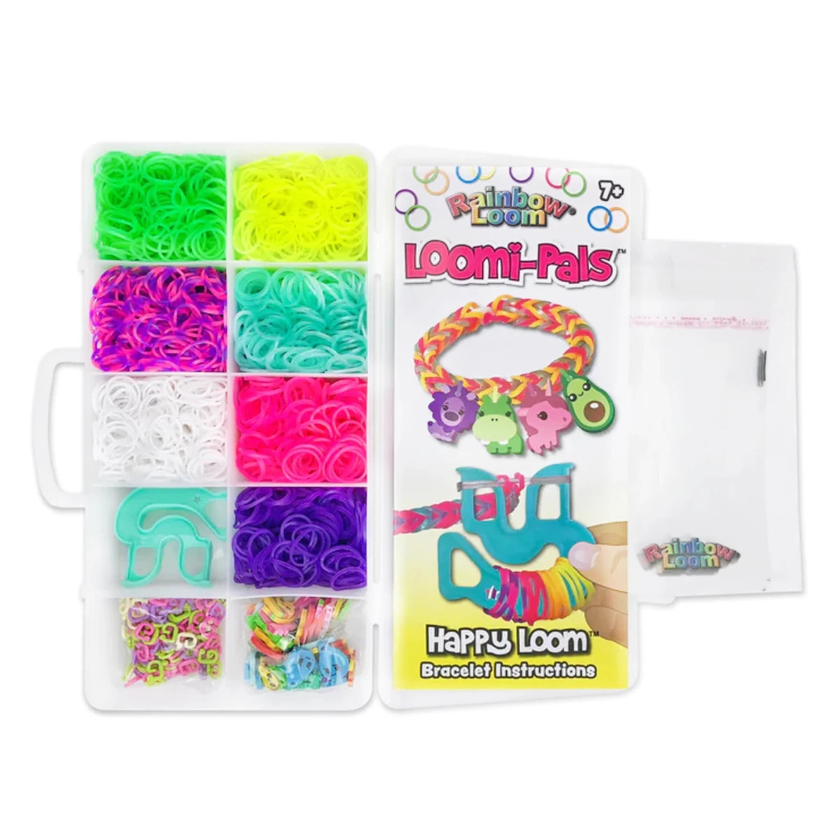 Loomi-Pals Bastelset-Box mit bunten Gummibändern, Häkeln und Anleitung