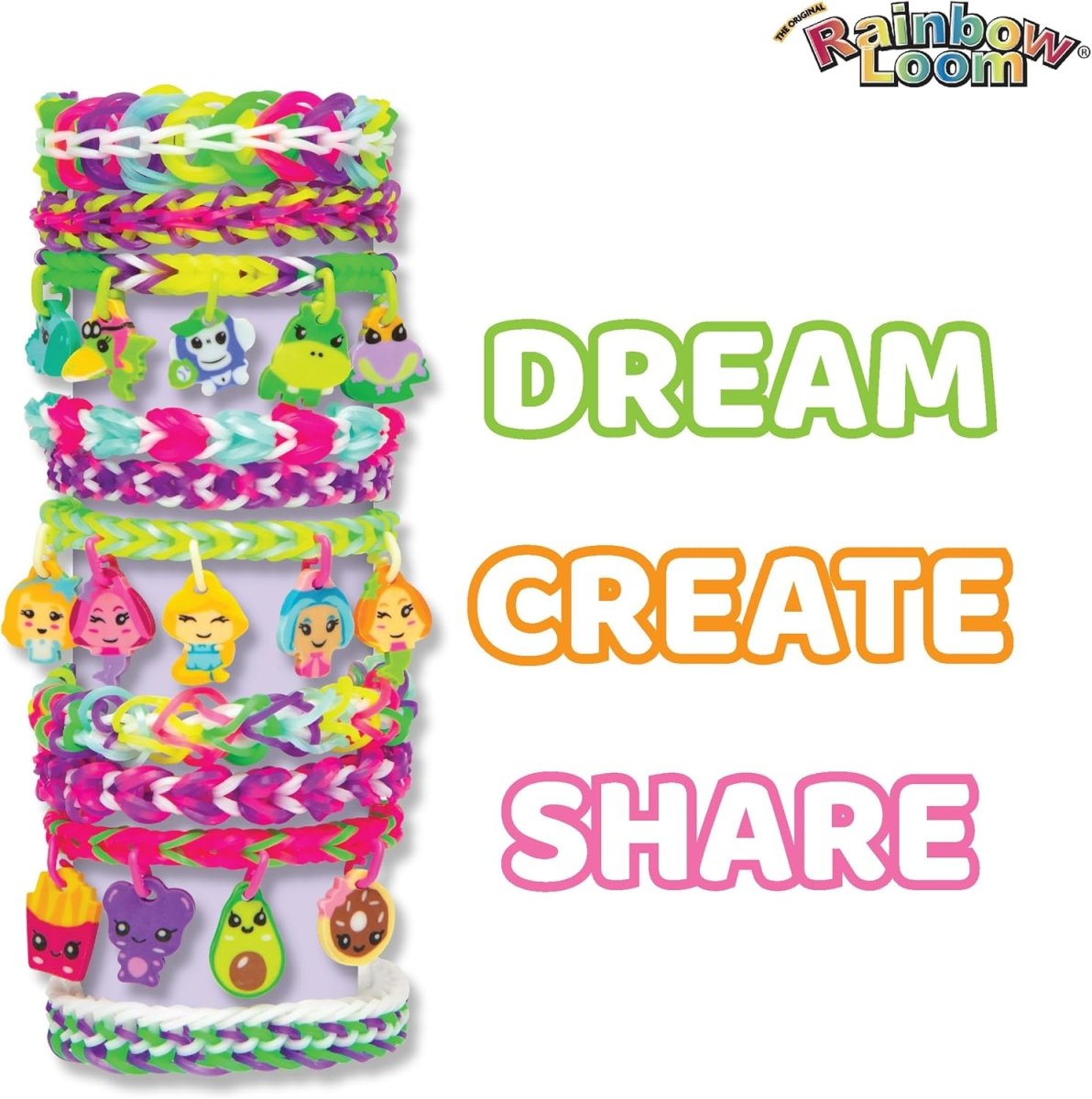 Mehrlagiges Loom-Armband mit bunten Tier-Charms auf mehreren Bändern