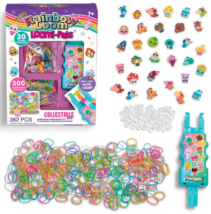 Rainbow Loom Loomi-Pals kit with 300 rubber bands, auto loom, and animal charm pieces