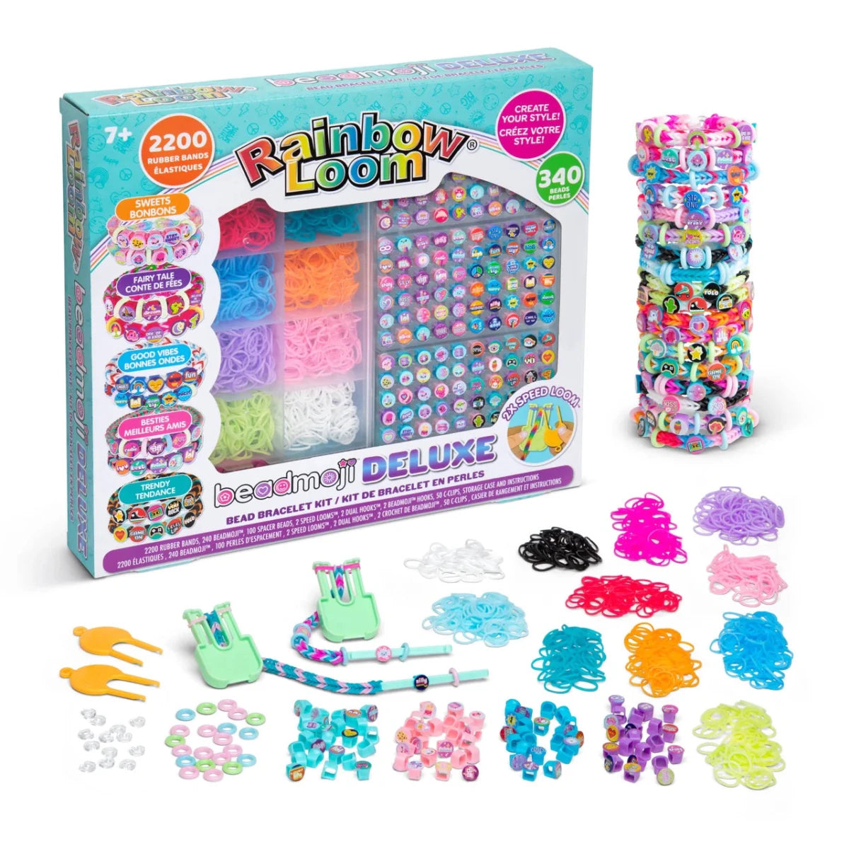 Beadmoji Deluxe Bastelset: Regenbogen-Perlenbänder, Anhänger und Starterwerkzeug