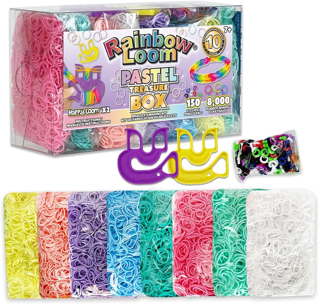 Rainbow Loom Pastel Treasure Box Set mit Rahmen und Gummibändern in Pastellfarben