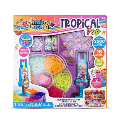 Rainbow Loom Tropical Pop rubber band charm bracelet kit box with accessories and bands