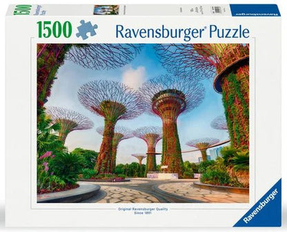 Ravensburger puzzle box with Garden by the Bay artwork, arches and sky background