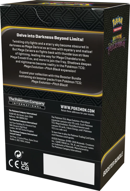 Pitch Black booster bundle box, back panel with gameplay instructions and logos