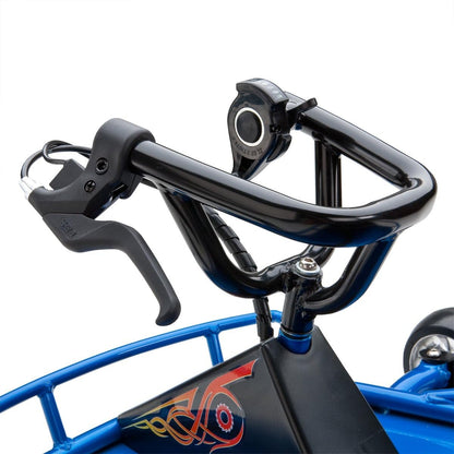 Handlebar and front frame of Ground Force Drifter go-kart, black grips