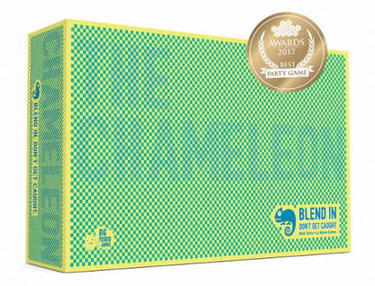 Green checkered The Chameleon board game box with award seal