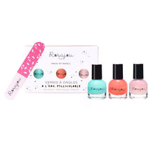 Set of 3 Nail Polishes: Lagoon x Coral x Ballerina + Nail File - Rosajou - The Toy Store