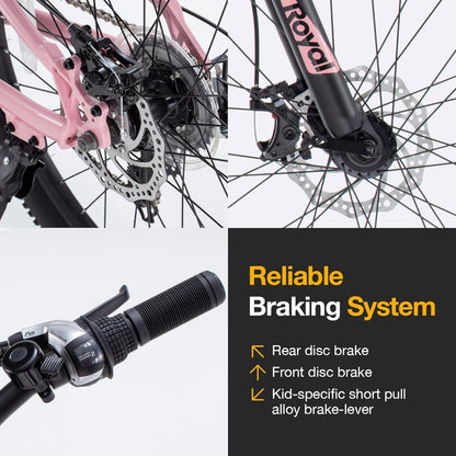 7 - 17 Kids Mountain Bike 24 Inch - Royal Baby - Blue - The Toy Store