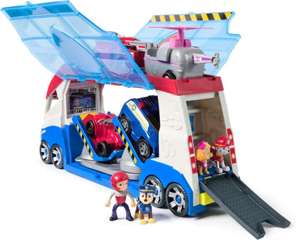 Paw Patrol patroller pack vehicle with open launcher and multiple included rescue vehicles inside