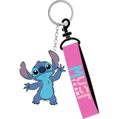 Pink Stitch backpack keychain with metal ring and hanging strap