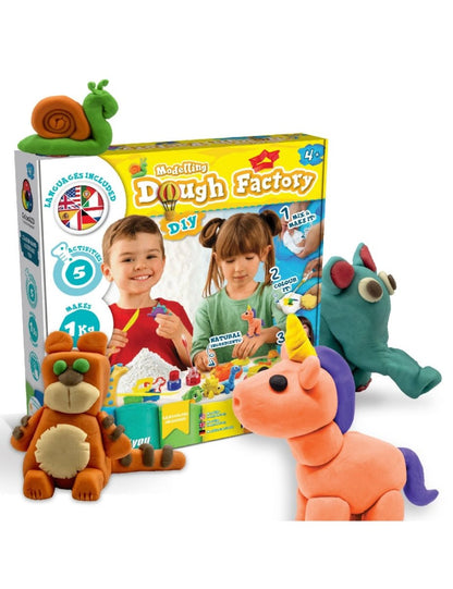Modelling dough factory kit box with dough tools and animal figure accessories