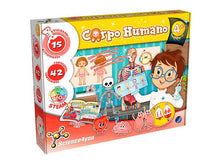 Anatomy education kit box with cartoon doctor and body learning graphics