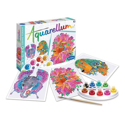 Aquarellum Chimères, coffret aquarelle avec cartes, pinceau et godets de peinture