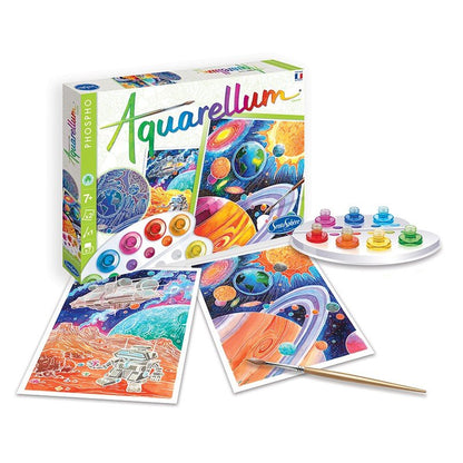 Boîte Aquarellum Phospho Cosmos avec godets de peinture, pinceau et cartes à peindre