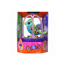 Digibirds interactive cardinal toy in clear arch, colorful bird design