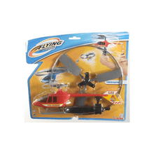 Toy helicopter flight set blister pack with red rescue helicopter