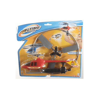 Toy helicopter flight set blister pack with red rescue helicopter