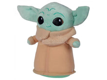 Child plush toy, mint head with big eyes and tan robe, green trim, 18 cm