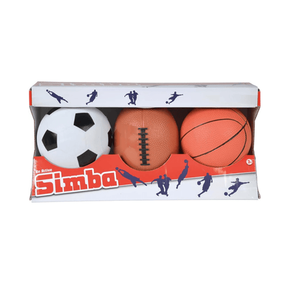 Set of 3 Balls Basketball, Rugby, and Football - Simba - The Toy Store