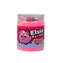 Elsie Axolotl pink cloud putty jar in clear screw-top container