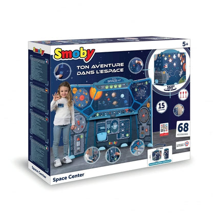 Space-themed cockpit playset in retail box, with 68 included accessories