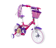Mattel Barbie 16" bicycle with pink frame, purple tassels and front basket