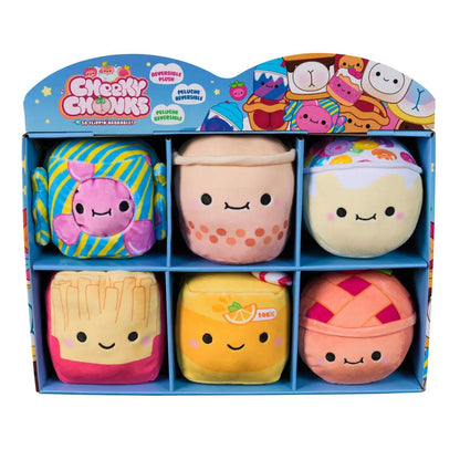 Reversible plush set of cute characters in cube compartments with colorful faces
