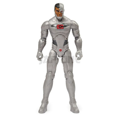 30 cm gray robotic hero action figure with red belt emblem