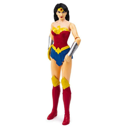 Wonder Woman red-and-blue strapless costume action figure with gold emblem