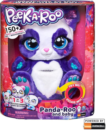 Panda-Roo plush toy in retail box, purple and white character with big blue eyes