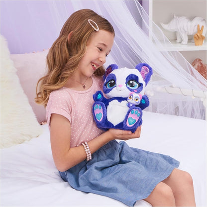 Purple and white panda-roo plush toy holding a small baby-roo figure