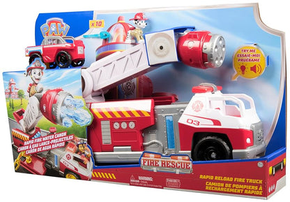 Paw Patrol Rapid Reload Fire Truck toy with water cannon, fire rescue graphics, Spin Master