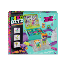 Kids building block game kit with colorful studio-style accessories, 6+ age box