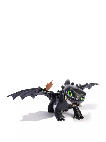 Toothless Dragon figurine with spread wings and bright green eyes